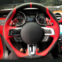 Couvre Volant Ford Mustang et Mustang GT 2015-2019, Cuir Véritable et Daim, à Coudre, 9 Styles