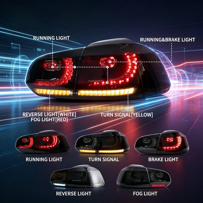 Feux Arrière LED Volkswagen Golf 6 GTI R 2008-2012 — détail de finition