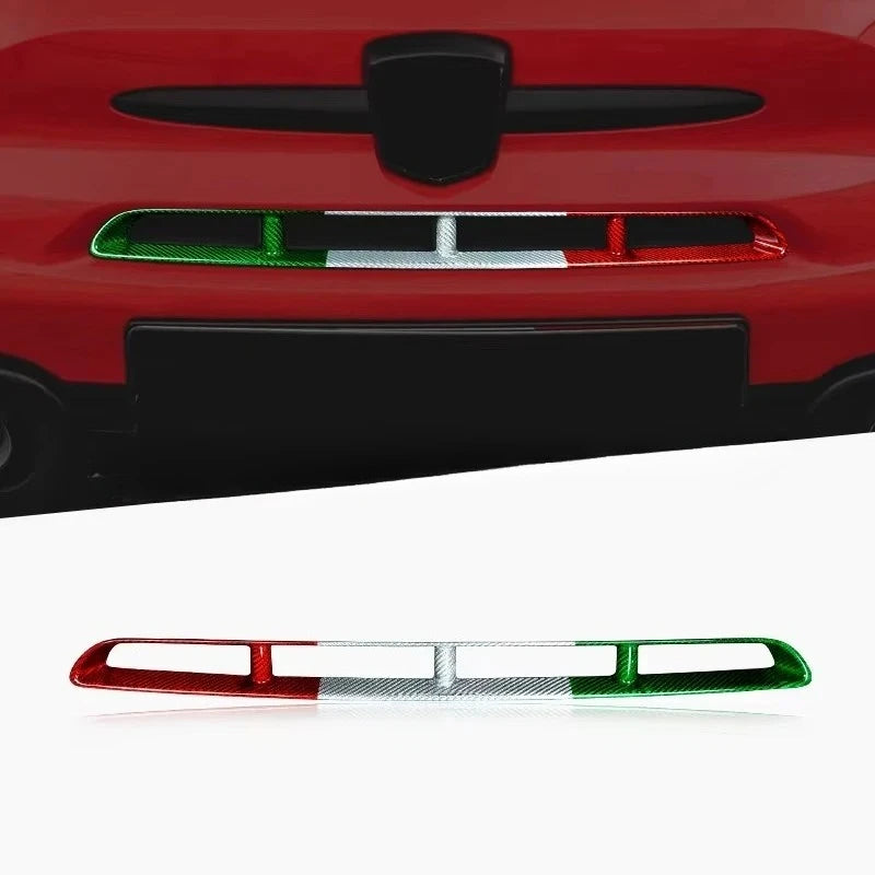 Calandre Centrale Fiat 500 Abarth 595 2016+ Fibre de Carbone Tricolore Noir ou Rouge