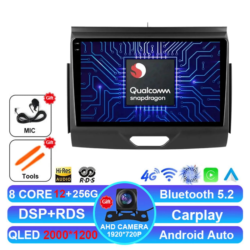 Autoradio Android 15 Ford Everest et Ranger 2015-2018 CarPlay Sans Fil GPS 4G
