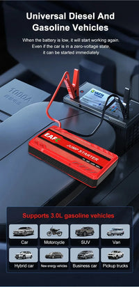 Booster de Batterie Voiture EAFC 600A 2000A Démarreur Portable 12V