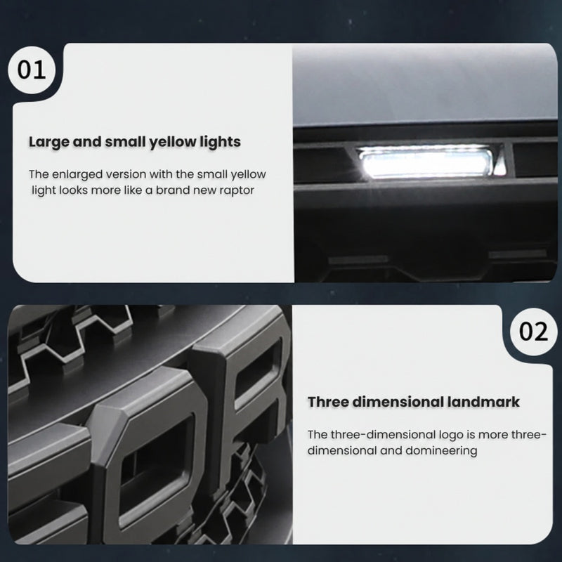 Calandre Avant Style Raptor Ford Ranger T9 2022-2024 Noir Mat avec ou sans LED
