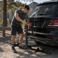 Porte-Vélos sur Attelage pour 2 Vélos Pliable et Inclinable Charge 36 kg avec Récepteur 1,25 Pouce pour Voiture, SUV et Camping-Car