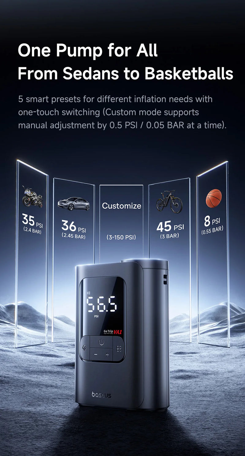Gonfleur de Pneu Baseus GoTrip VA1 Pro et Max 7500 mAh