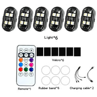 Éclairage d'Ambiance LED Sans Fil Rechargeable Voiture RGB