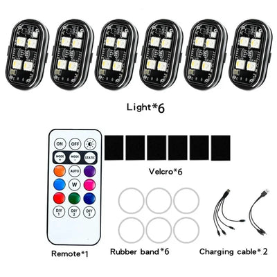 Éclairage d'Ambiance LED Sans Fil Rechargeable Voiture RGB