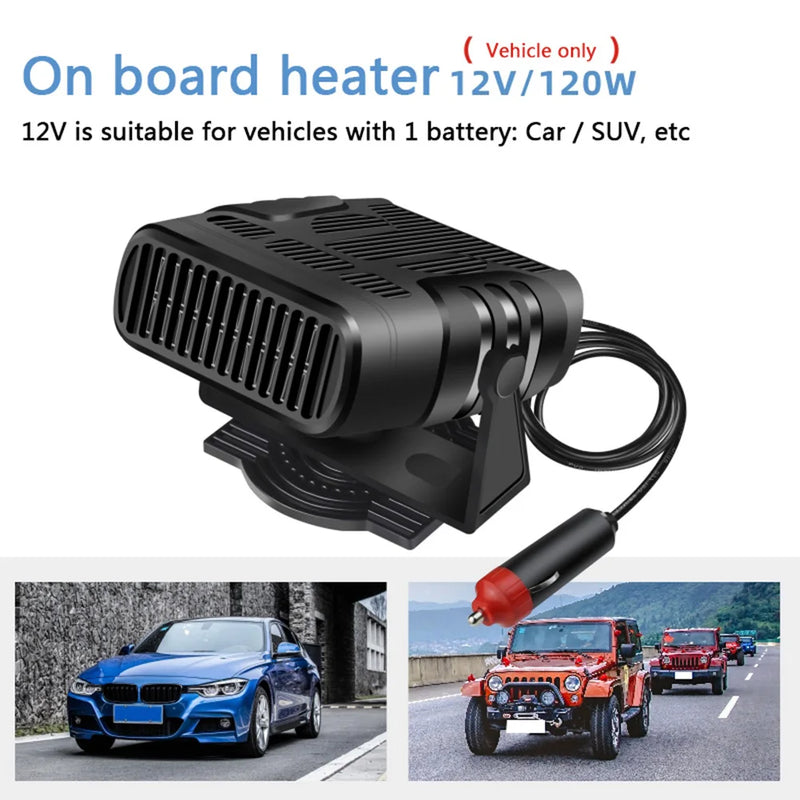 Ventilateur Chauffant Voiture 12V 24V Rotatif 360° Anti-Buée