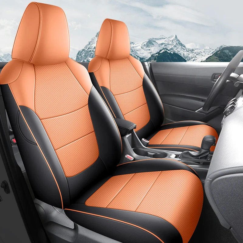 Housses de Siège Cuir Toyota RAV4 2020-2023 Sur Mesure 5 ou 9 Pièces Orange Vert Gris Noir
