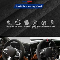 Couvre Volant Ford Mustang et Mustang GT 2015-2019, Cuir Véritable et Daim, à Coudre, 9 Styles