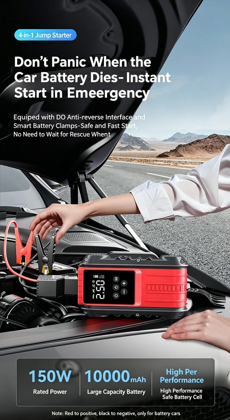 Booster de Batterie Voiture 1800A 12V avec Compresseur Intégré