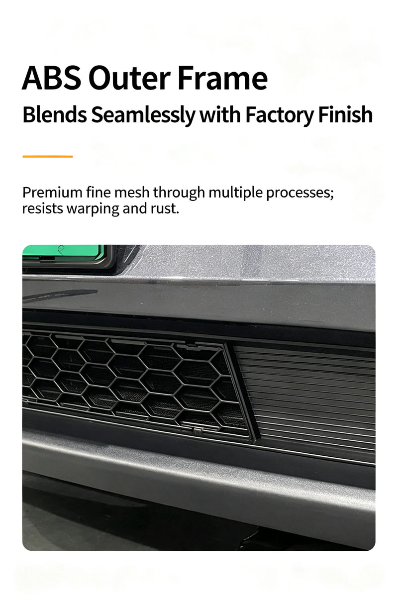 Filet de Grille Inférieure Avant Tesla Model Y Highland 2024 Anti-Insectes Noir Mat, Monobloc ou en Deux Parties
