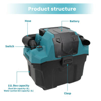Aspirateur Podofo 200 W Sans Fil Eau et Poussière 8 L + 3 L pour Voiture, Maison et Animaux