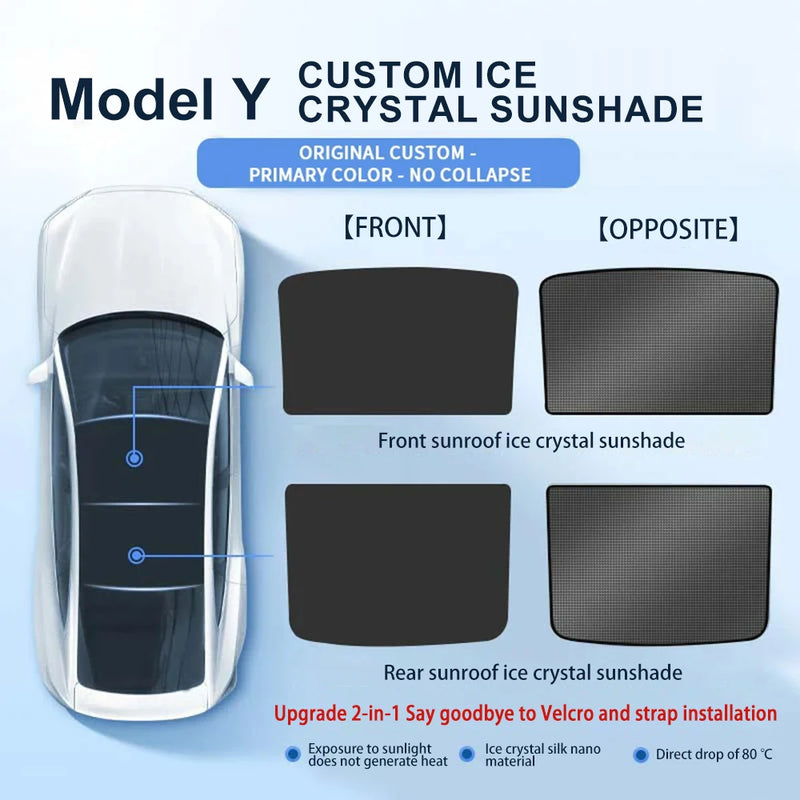 Pare-Soleil de Toit Tesla Model 3 Highland Model Y Juniper 2025-2026 Tissu Glacé à Boucles