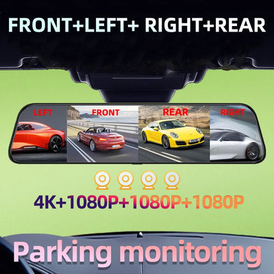Dashcam Miroir 12 Pouces 4 Canaux 4K GPS BSD