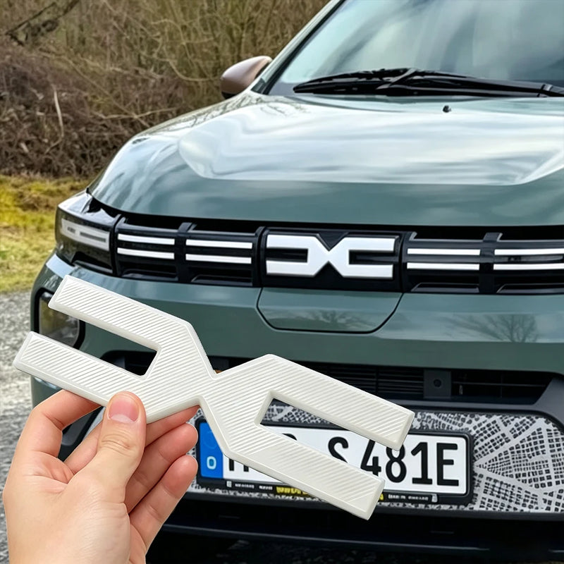 Logo Dacia Blanc 3D en ABS pour Calandre Avant, Emblème Nouveau Logo Duster, Sandero, Stepway, Jogger et Spring