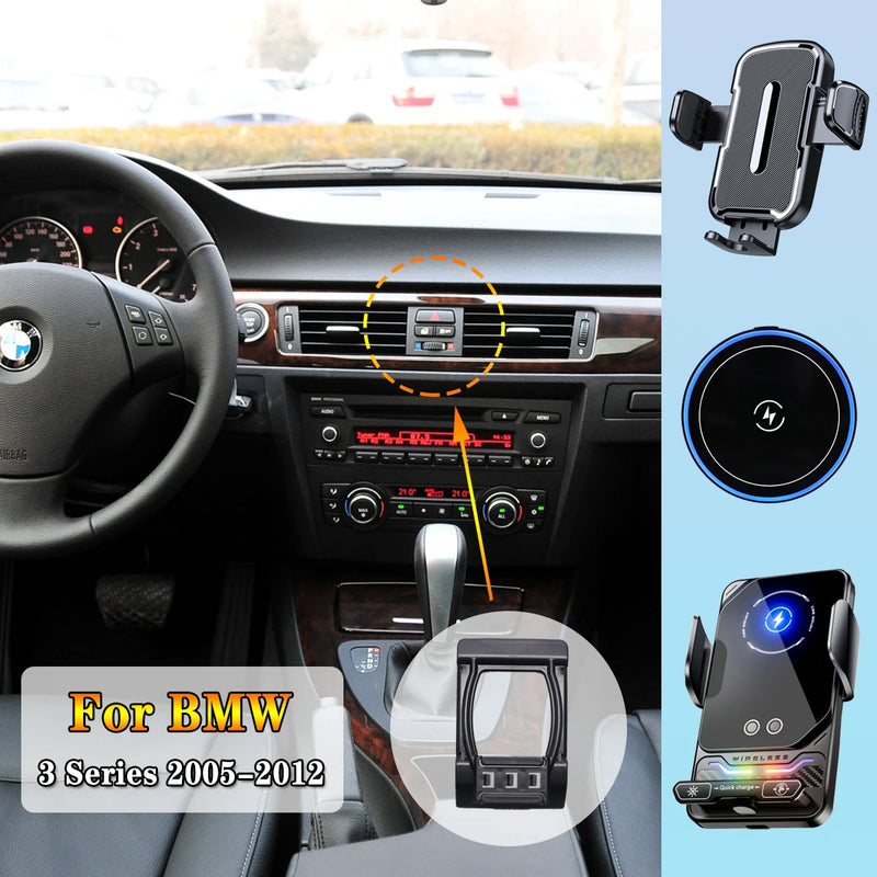 Support Téléphone BMW Série 3 E90 E92 E93 2005-2012 avec Chargeur Sans Fil Magnétique Compatible MagSafe