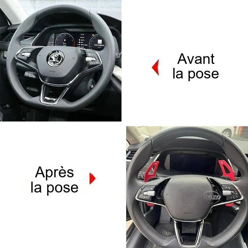 Palettes au Volant Skoda Octavia MK4 Enyaq Karoq Kodiaq Aluminium Grand Format