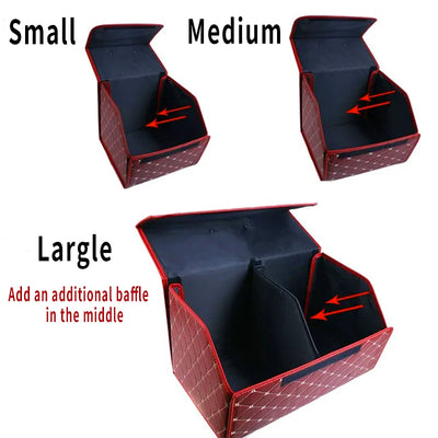 Boîte de Rangement de Coffre Voiture Cuir Pliable
