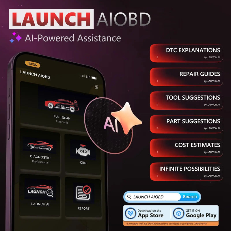 Lecteur OBD2 Bluetooth Launch AIOBD Diagnostic Auto Android iOS