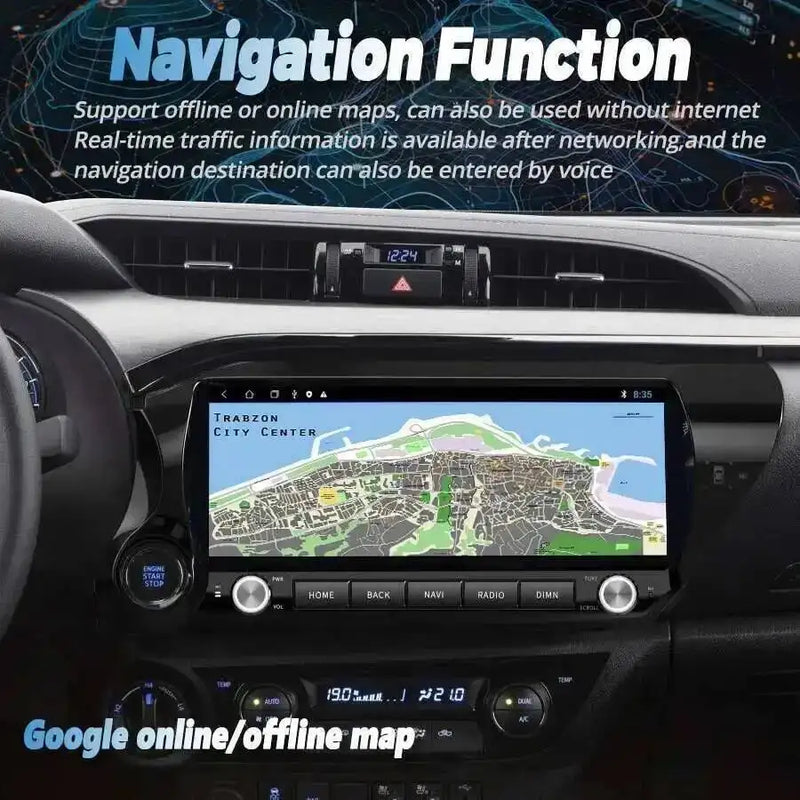 Autoradio Android Écran QLED 12,3 Pouces Toyota Hilux 2015-2023 CarPlay Sans Fil GPS 4G