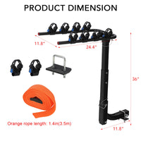 Porte-Vélos sur Attelage Pliable et Inclinable pour 2 ou 4 Vélos avec Stabilisateur Anti-Oscillation en Acier pour SUV et Camping-Car