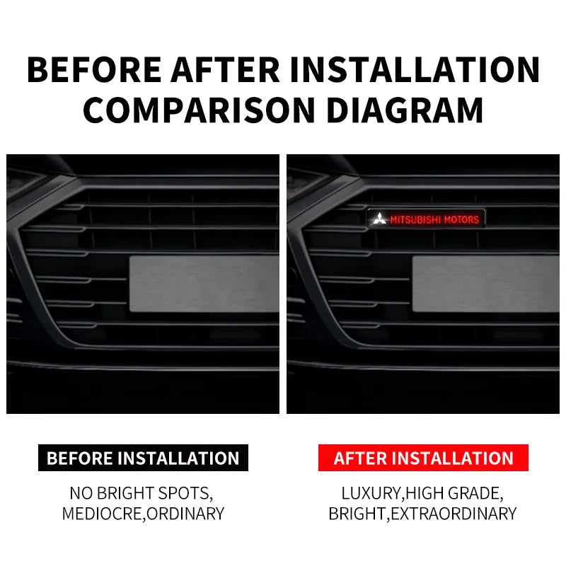 Emblème de Calandre Mitsubishi Motors Lumineux LED Logo Rouge pour ASX Lancer Pajero Outlander L200 Eclipse Delica