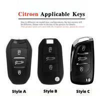 Étui de Protection Clé Citroën C3 C4 C5 Berlingo Picasso Alliage de Zinc Blanc ou Noir