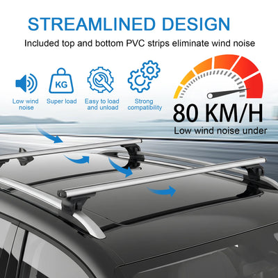 Barres de Toit Universelles Aluminium 120cm Verrouillables