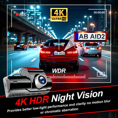 Dashcam 4K Double Canal H265 GPS Vision Nocturne
