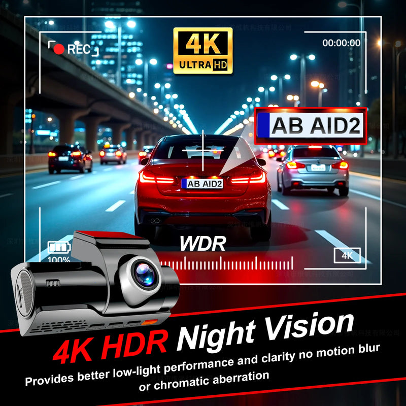 4K-Dashcam mit zwei Kanälen, H.265, GPS und Nachtsicht
