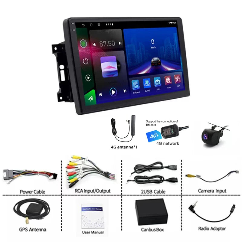 Autoradio Android 10 Pouces Jeep Wrangler JK 2007-2016 CarPlay et Android Auto Sans Fil GPS