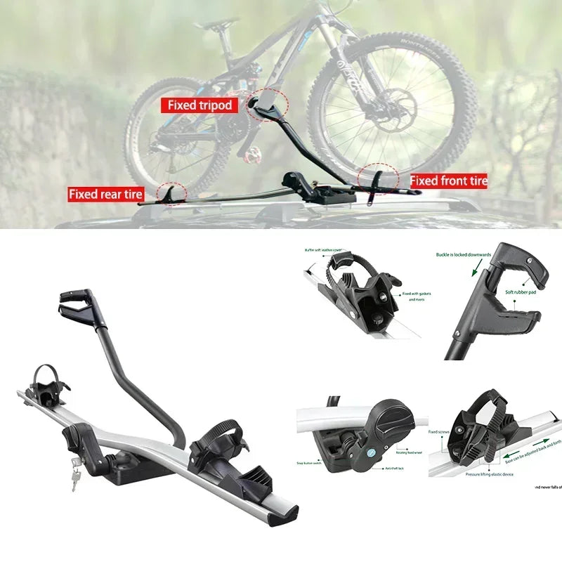 Porte-Vélo de Toit en Alliage d'Aluminium pour VTT et Vélo de Route avec Verrouillage Antivol, 6 Versions
