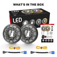 Phares LED Ronds 7 Pouces Jeep Wrangler JK Angel Eyes