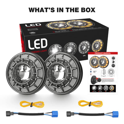 Phares LED Ronds 7 Pouces Jeep Wrangler JK Angel Eyes