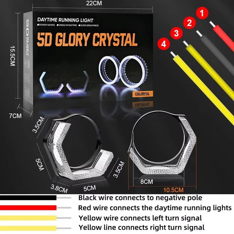 Anneaux Angel Eyes LED RGB DRL Universels 2,5 et 3 Pouces