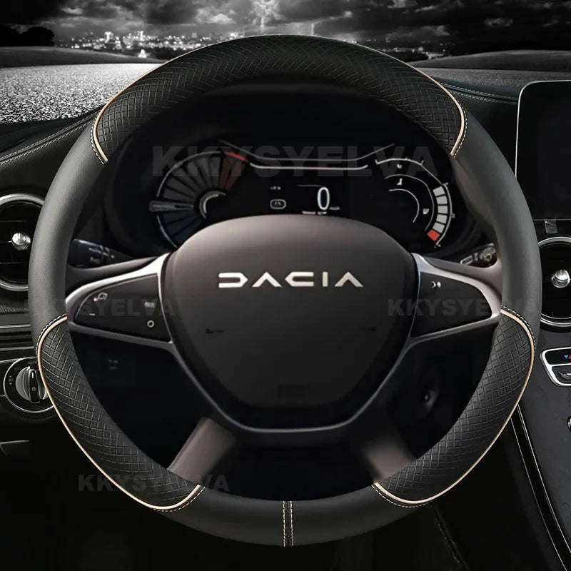 Couvre Volant Dacia Sandero, Logan, Duster, Jogger, Lodgy, Dokker et Spring 2017-2024, Simili Cuir Microfibre 38 cm