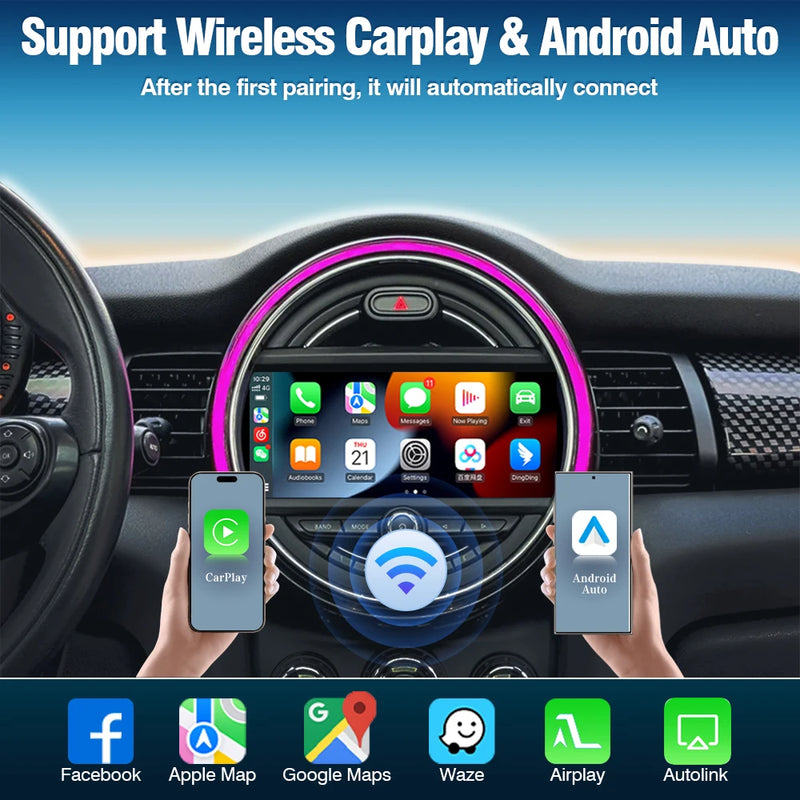 Boîtier CarPlay Sans Fil Android Auto Mini Cooper R55 R56 R57 R58 R60 R61 F54 F55 F56 Clubman Countryman