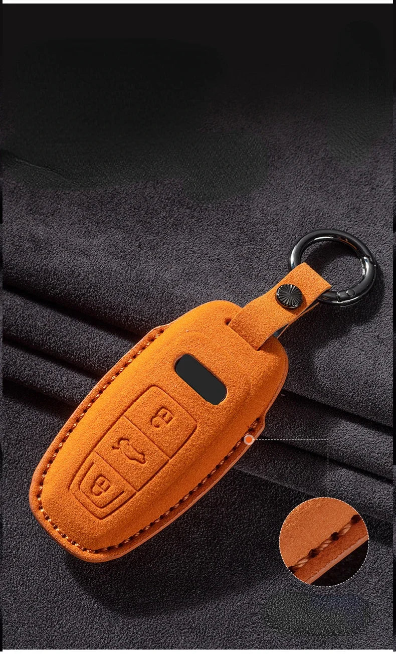 Coque de Clé Audi en Daim A3 A4 A5 A6 A7 A8 Q3 Q4 Q5 Q8 Étui de Protection Télécommande Type A, B ou C