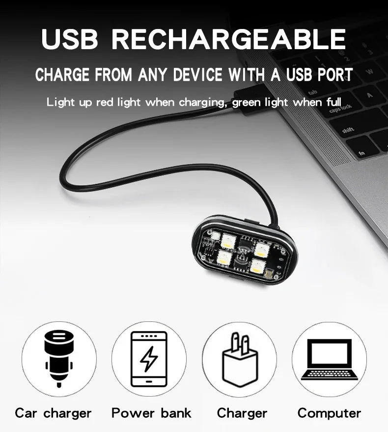 Éclairage d'Ambiance LED Sans Fil Rechargeable Voiture RGB