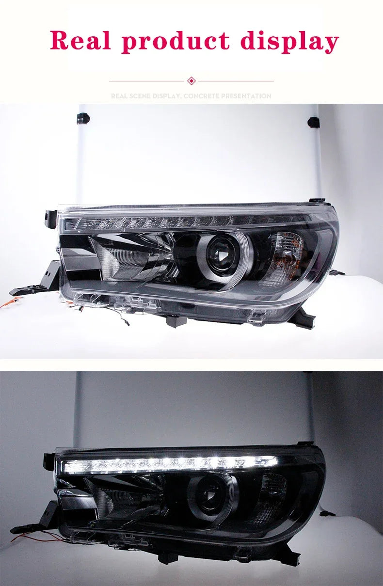 Phares LED Toyota Hilux Revo 2015-2020 Double Lentille Angel Eye Clignotant Dynamique