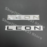 Emblème Lettres LEON Seat, ABS Chromé Argent ou Noir Brillant, Adhésif 3D pour Coffre Arrière