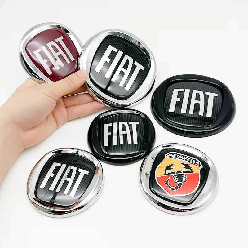 Emblème Logo Fiat 500 Panda Tipo Abarth Strada 600 500L Mobi en ABS 75 85 95 100 120 mm Avant et Arrière