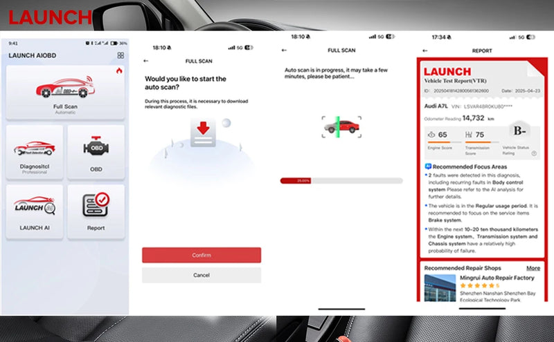 Lecteur OBD2 Bluetooth Launch AIOBD Diagnostic Auto Android iOS