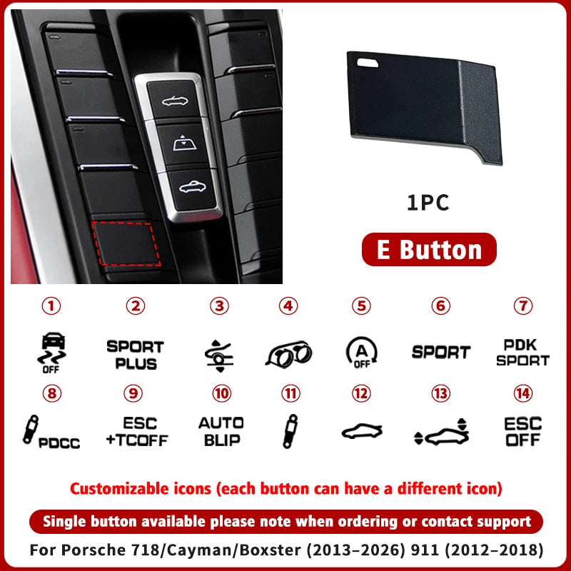 Bouton de Console Centrale Porsche 718 Cayman Boxster 911 — exemple de montage
