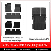 Tapis de Sol Tesla Model 3 Highland 2024-2026 TPE Ensemble 3 à 12 Pièces Simple ou Double Couche