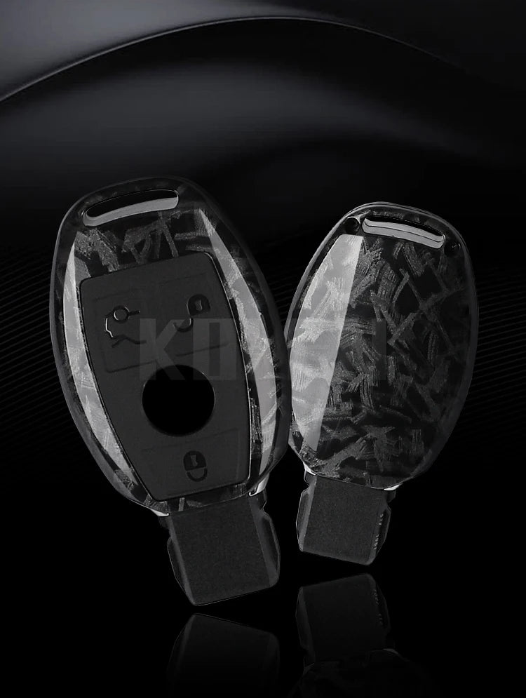 Étui de Protection Clé Mercedes Classe A B C E GLA GLC CLA CLS Fibre de Carbone 2 ou 3 Touches