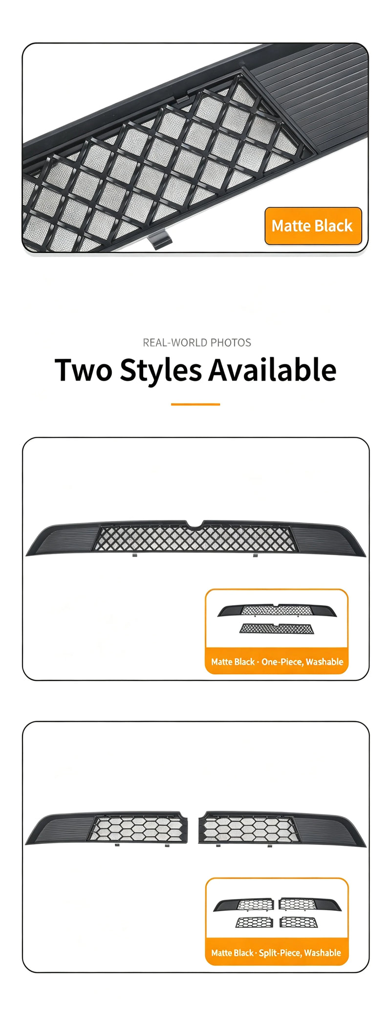 Filet de Grille Inférieure Avant Tesla Model Y Highland 2024 Anti-Insectes Noir Mat, Monobloc ou en Deux Parties