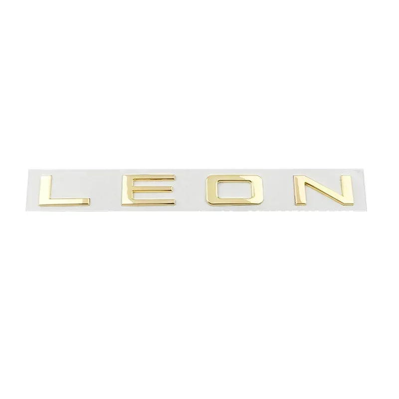 Emblème Lettres LEON 3D en Alliage de Zinc pour Seat Leon MK1 à MK6 et FR, Capitales ou Manuscrit, 5 Coloris