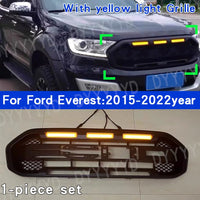 LED-Kühlergrill Ford Everest 2015–2022 Mattschwarz, weiße oder bernsteinfarbene Leuchten