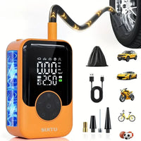 Gonfleur de Pneu Voiture Sans Fil 150 PSI 2 x 1500 mAh Orange